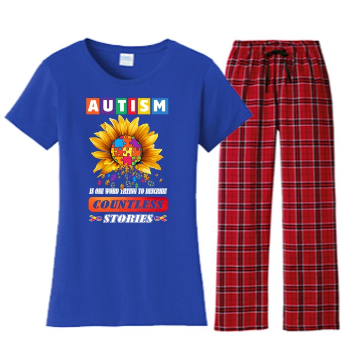 Autism Is One World Trying To Describe Millions Of Stories Funny Gift Women's Flannel Pajama Set