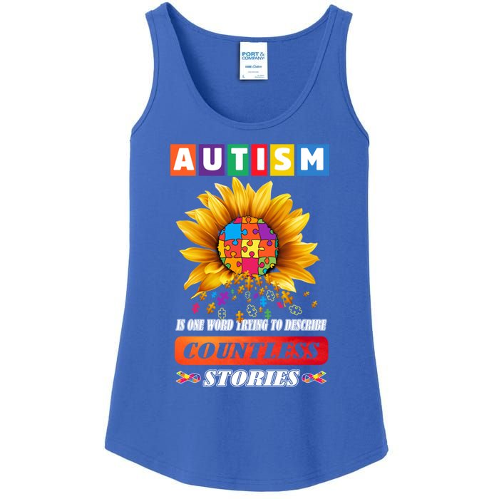 Autism Is One World Trying To Describe Millions Of Stories Funny Gift Ladies Essential Tank