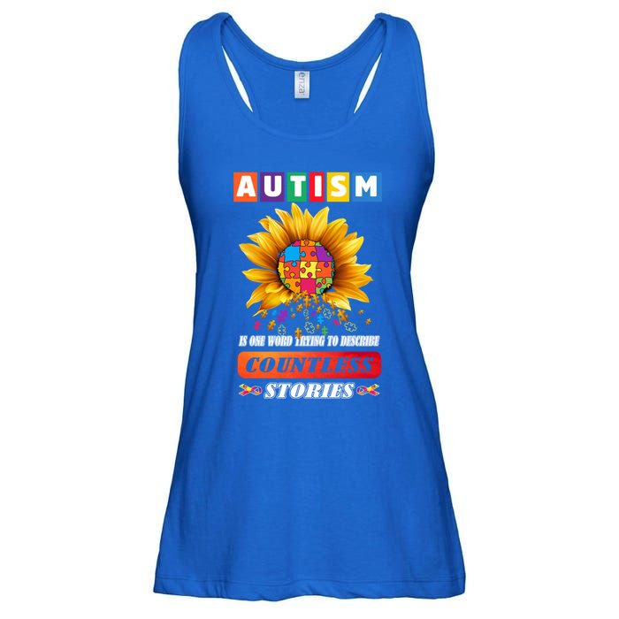 Autism Is One World Trying To Describe Millions Of Stories Funny Gift Ladies Essential Flowy Tank