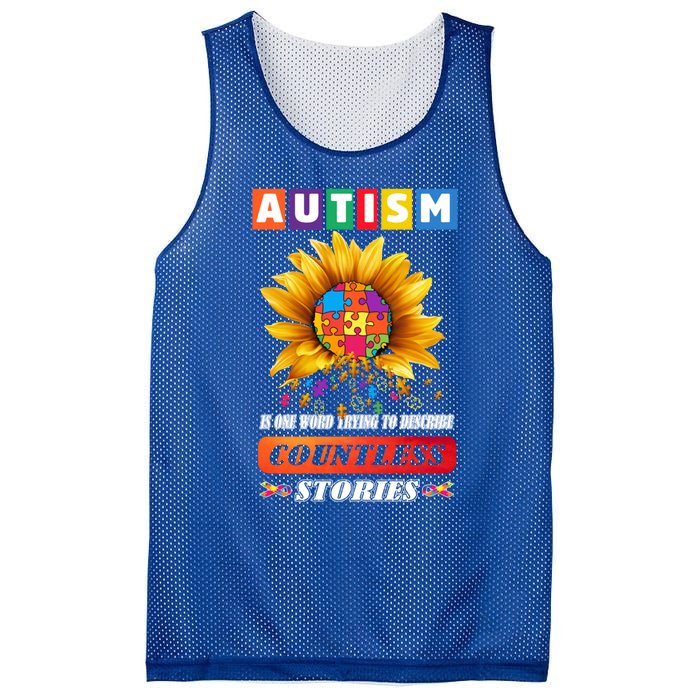 Autism Is One World Trying To Describe Millions Of Stories Funny Gift Mesh Reversible Basketball Jersey Tank