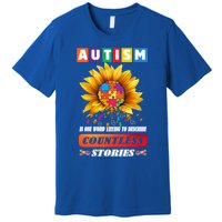 Autism Is One World Trying To Describe Millions Of Stories Funny Gift Premium T-Shirt