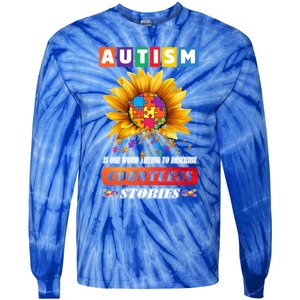 Autism Is One World Trying To Describe Millions Of Stories Funny Gift Tie-Dye Long Sleeve Shirt