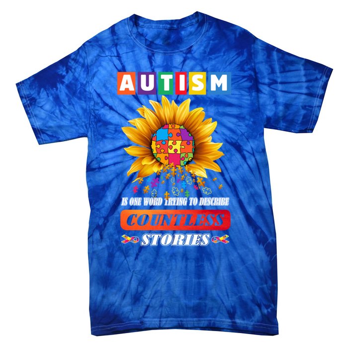 Autism Is One World Trying To Describe Millions Of Stories Funny Gift Tie-Dye T-Shirt