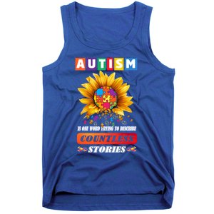 Autism Is One World Trying To Describe Millions Of Stories Funny Gift Tank Top