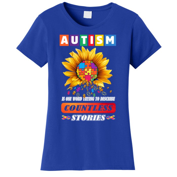 Autism Is One World Trying To Describe Millions Of Stories Funny Gift Women's T-Shirt