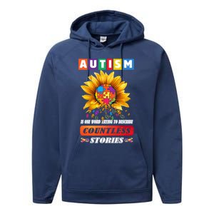 Autism Is One World Trying To Describe Millions Of Stories Funny Gift Performance Fleece Hoodie