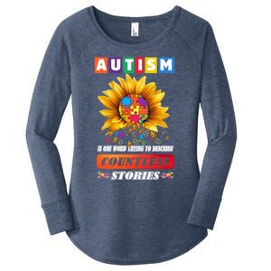 Autism Is One World Trying To Describe Millions Of Stories Funny Gift Women's Perfect Tri Tunic Long Sleeve Shirt