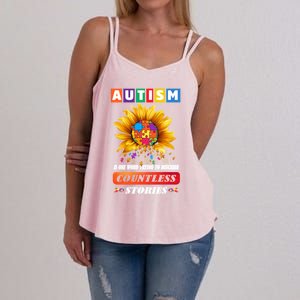 Autism Is One World Trying To Describe Millions Of Stories Funny Gift Women's Strappy Tank