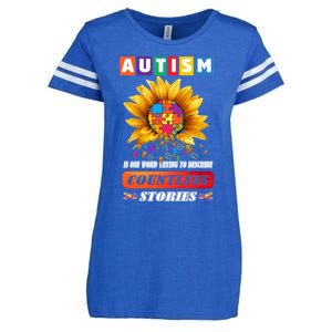 Autism Is One World Trying To Describe Millions Of Stories Funny Gift Enza Ladies Jersey Football T-Shirt