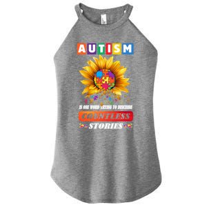 Autism Is One World Trying To Describe Millions Of Stories Funny Gift Women's Perfect Tri Rocker Tank