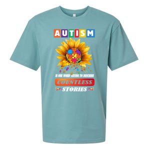 Autism Is One World Trying To Describe Millions Of Stories Funny Gift Sueded Cloud Jersey T-Shirt