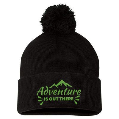 Adventure Is Out There Mountain Camping Pom Pom 12in Knit Beanie