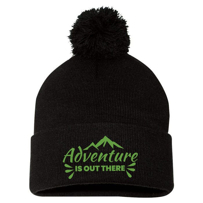 Adventure Is Out There Mountain Camping Pom Pom 12in Knit Beanie