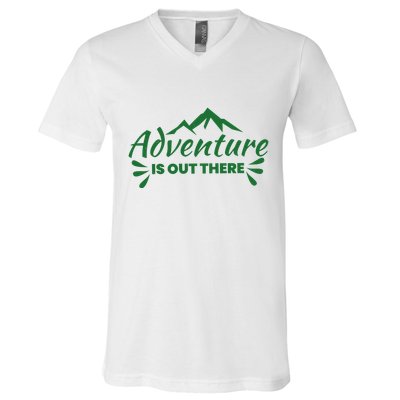 Adventure Is Out There Mountain Camping V-Neck T-Shirt