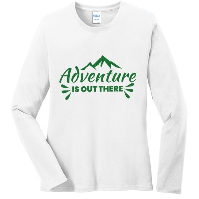 Adventure Is Out There Mountain Camping Ladies Long Sleeve Shirt