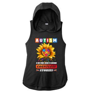 Autism Is One World Trying To Describe Millions Of Stories Cool Gift Ladies PosiCharge Tri-Blend Wicking Draft Hoodie Tank