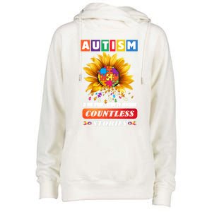 Autism Is One World Trying To Describe Millions Of Stories Cool Gift Womens Funnel Neck Pullover Hood