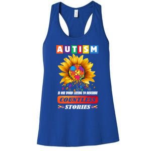 Autism Is One World Trying To Describe Millions Of Stories Cool Gift Women's Racerback Tank