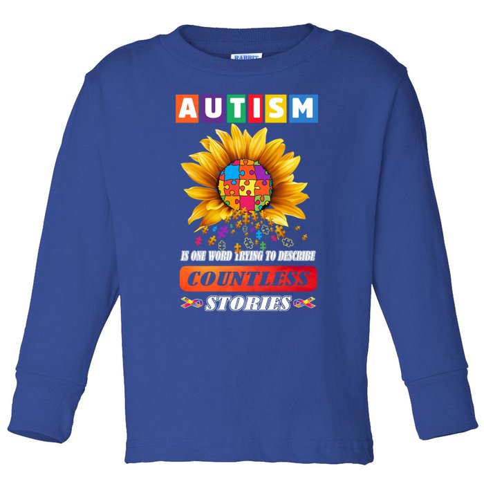 Autism Is One World Trying To Describe Millions Of Stories Cool Gift Toddler Long Sleeve Shirt