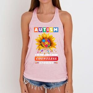 Autism Is One World Trying To Describe Millions Of Stories Cool Gift Women's Knotted Racerback Tank