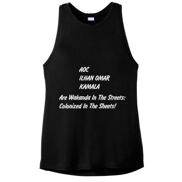 AOC ILHAN OMAR KAMALA Are Wakanda In The Streets; Colonized In The Sheets! Ladies PosiCharge Tri-Blend Wicking Tank