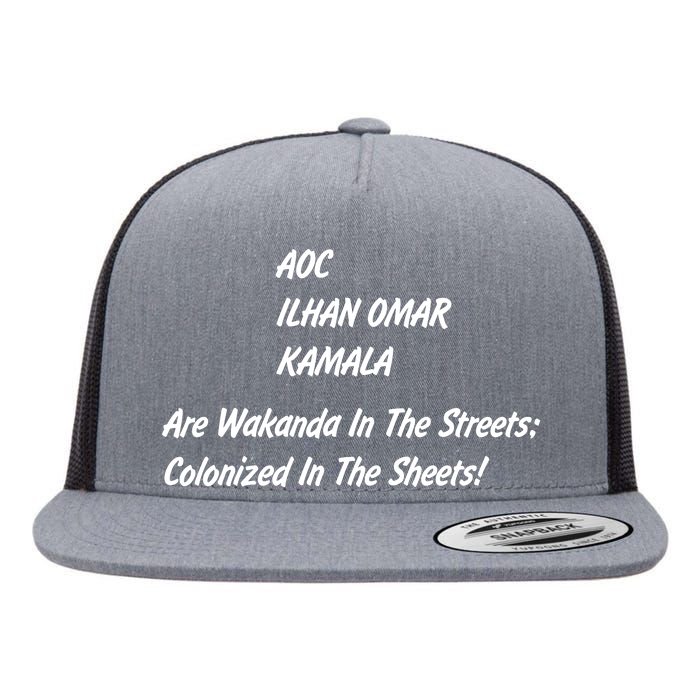 AOC ILHAN OMAR KAMALA Are Wakanda In The Streets; Colonized In The Sheets! Flat Bill Trucker Hat