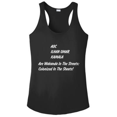 AOC ILHAN OMAR KAMALA Are Wakanda In The Streets; Colonized In The Sheets! Ladies PosiCharge Competitor Racerback Tank
