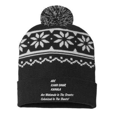 AOC ILHAN OMAR KAMALA Are Wakanda In The Streets; Colonized In The Sheets! USA-Made Snowflake Beanie