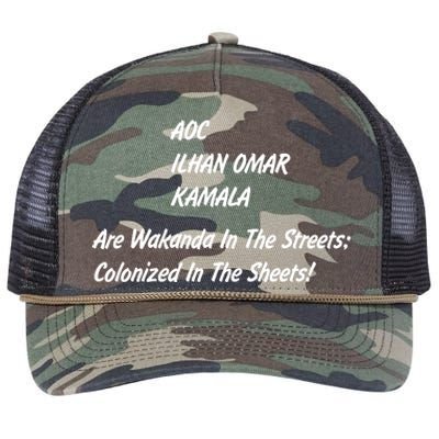 AOC ILHAN OMAR KAMALA Are Wakanda In The Streets; Colonized In The Sheets! Retro Rope Trucker Hat Cap