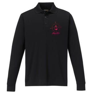 Adventure Is Out There Compass For Mother Daughter Cruise Cute Gift Performance Long Sleeve Polo