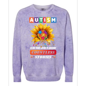 Autism Is One World Trying To Describe Millions Of Stories Meaningful Gift Colorblast Crewneck Sweatshirt