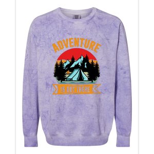 Adventure Is Out There Camping Gift Tent Colorblast Crewneck Sweatshirt