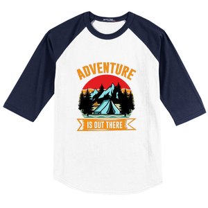 Adventure Is Out There Camping Gift Tent Baseball Sleeve Shirt