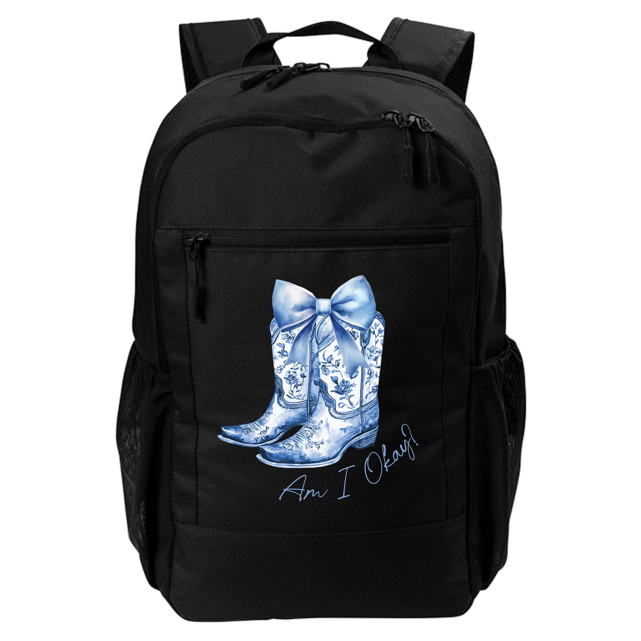 Am I Okay Boot Cowgirl Coquette Bow Backpack