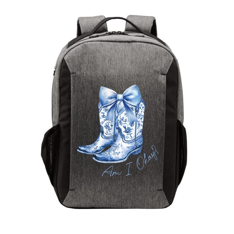 Am I Okay Boot Cowgirl Coquette Bow Vector Backpack