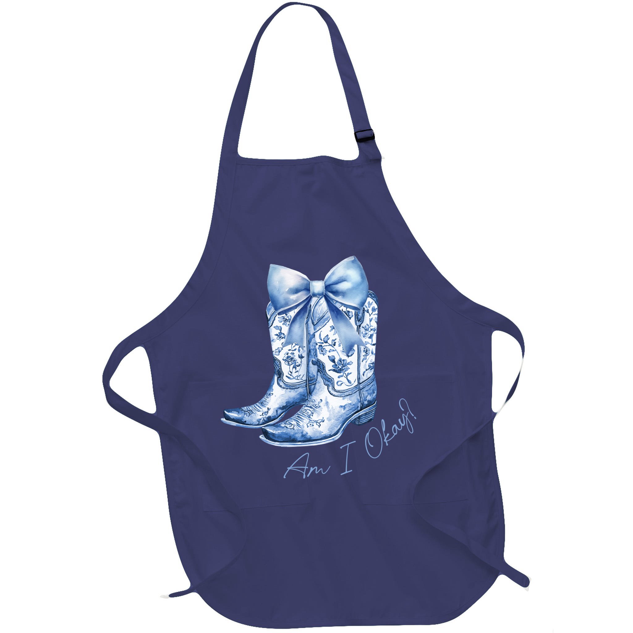 Am I Okay Boot Cowgirl Coquette Bow Apron
