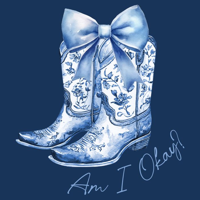 Am I Okay Boot Cowgirl Coquette Bow 16 in Basic Backpack