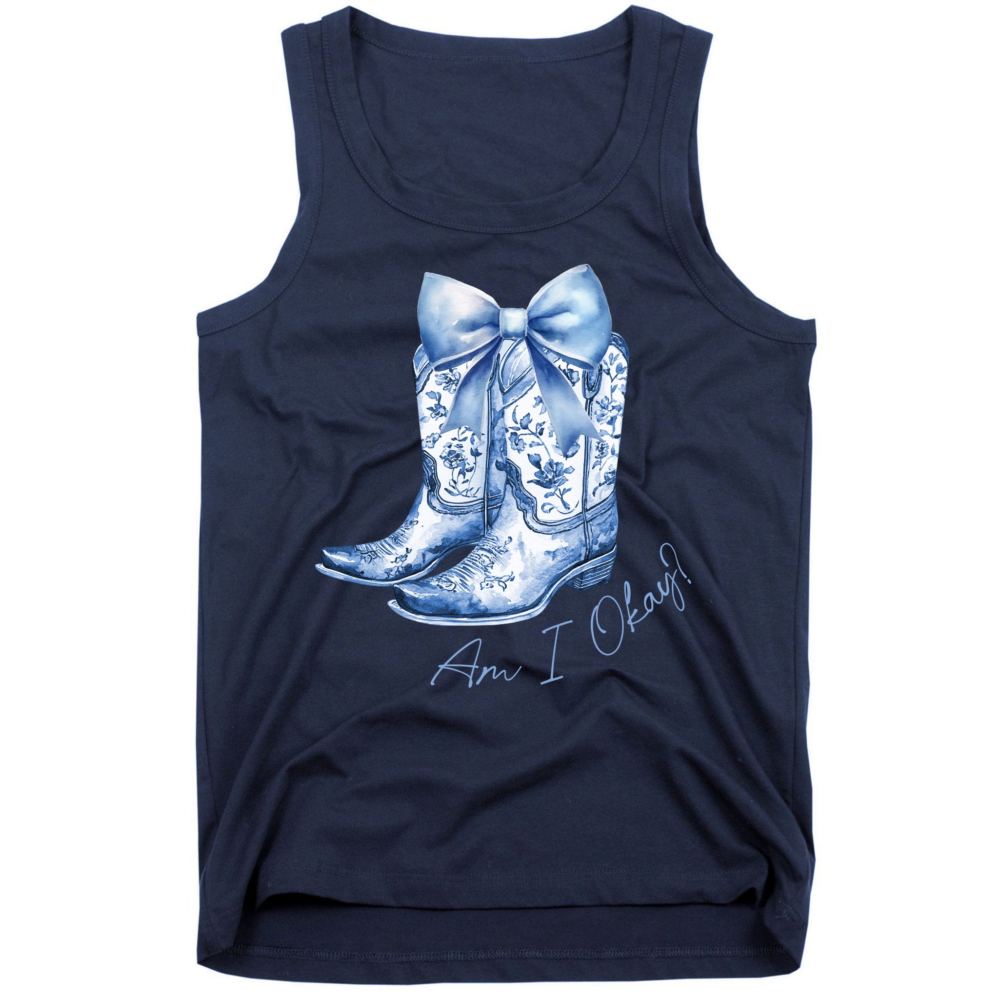 Am I Okay Boot Cowgirl Coquette Bow Tank Top