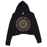 Amdg Ignatius Of L.O.Y.O.L.A Society Of Jesus Catholic Crop Fleece Hoodie