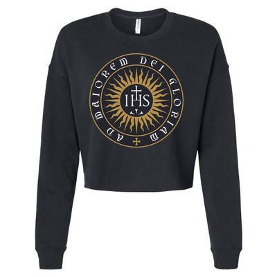 Amdg Ignatius Of L.O.Y.O.L.A Society Of Jesus Catholic Cropped Pullover Crew
