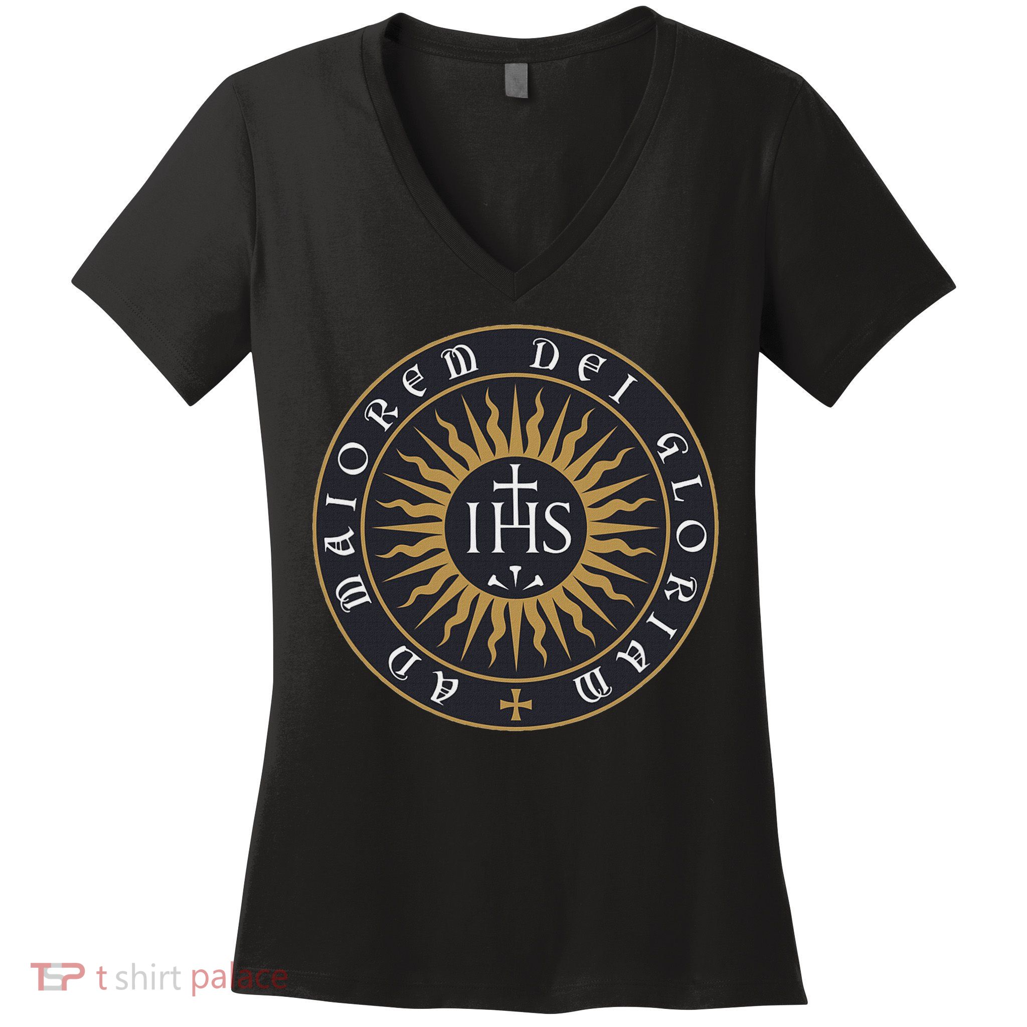 Amdg Ignatius Of L.O.Y.O.L.A Society Of Jesus Catholic Women's V-Neck T-Shirt