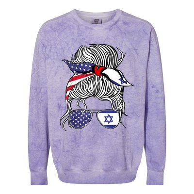 American Israeli Patriot Flag Girl Israel Grown Colorblast Crewneck Sweatshirt