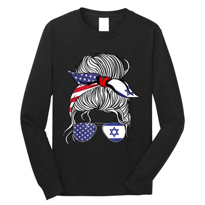 American Israeli Patriot Flag Girl Israel Grown Long Sleeve Shirt