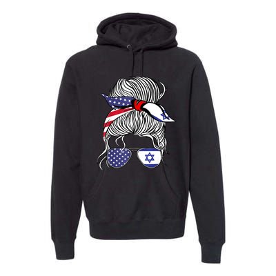 American Israeli Patriot Flag Girl Israel Grown Premium Hoodie