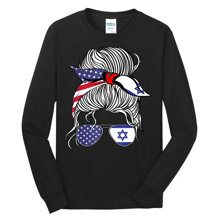 American Israeli Patriot Flag Girl Israel Grown Tall Long Sleeve T-Shirt