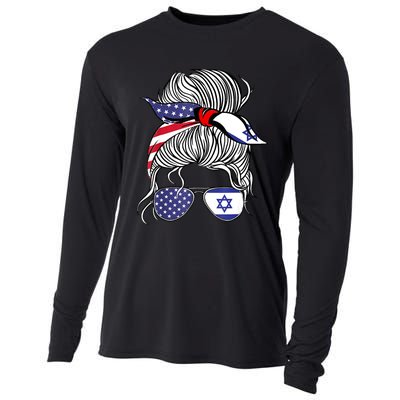 American Israeli Patriot Flag Girl Israel Grown Cooling Performance Long Sleeve Crew