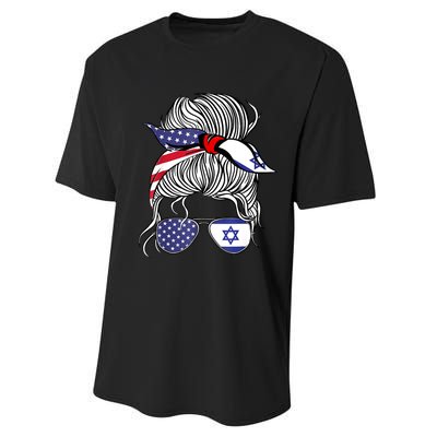 American Israeli Patriot Flag Girl Israel Grown Performance Sprint T-Shirt