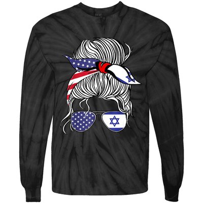 American Israeli Patriot Flag Girl Israel Grown Tie-Dye Long Sleeve Shirt