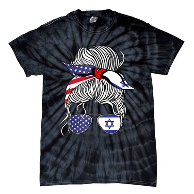 American Israeli Patriot Flag Girl Israel Grown Tie-Dye T-Shirt