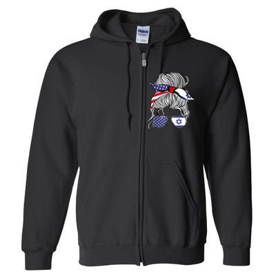 American Israeli Patriot Flag Girl Israel Grown Full Zip Hoodie